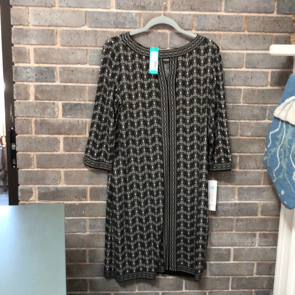 NEW ! Black /White Marnie Knit Dress, Size 14